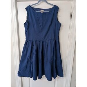 Lindy Bop Navy Blue Sleeveless Fit-and-Flare Midi Dress